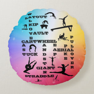 Coussins Ronds Mots-croisés gymnastique Étoiles arc-en-ciel Couss