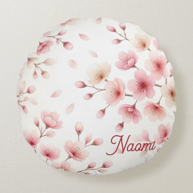 Coussins Ronds Mouvement Sakura Motif Sans Couture | Sur-Mesure F (Devant)