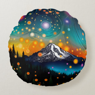 Coussins Ronds Mt. Rainier Starry Sky