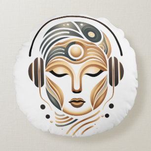 Coussins Ronds Musique Zen Minimaliste Déesse Géométrique Abstrai