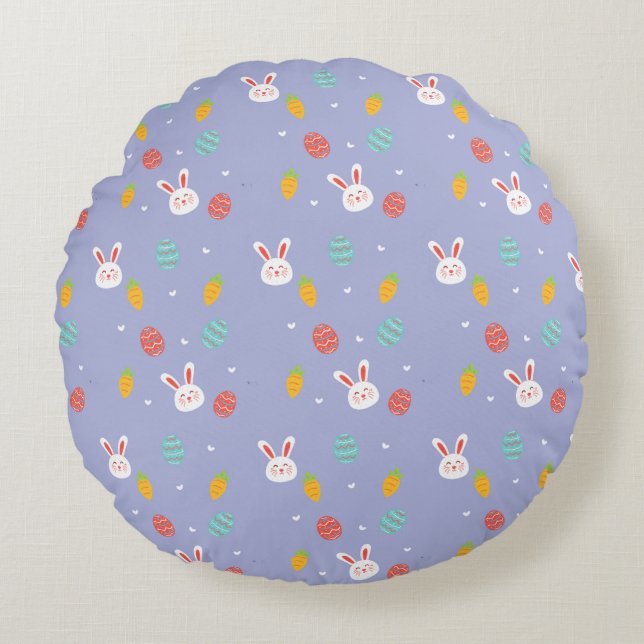 Coussins Ronds Nature Pâques Bunnies Motif Floral Oeufs Chasse Am (Devant)