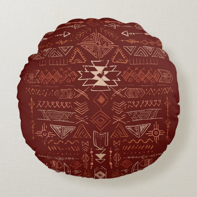 Coussins Ronds Navajo Aztec : Ethnic Doodle Motif. (Devant)