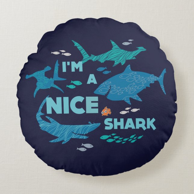 Coussins Ronds Nemo et requins - Je suis un joli requin (Devant)