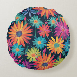 Coussins Ronds Neon Daisies