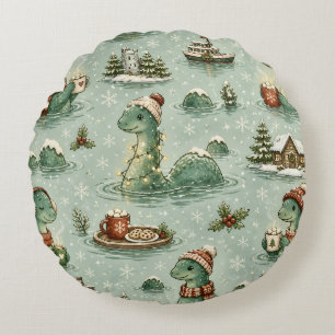 Coussins Ronds Nessie de Noël Monstre du Loch Ness Confortable Cr