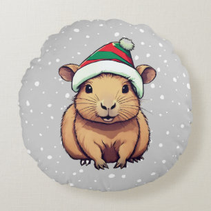 Coussins Ronds Noël Capybara