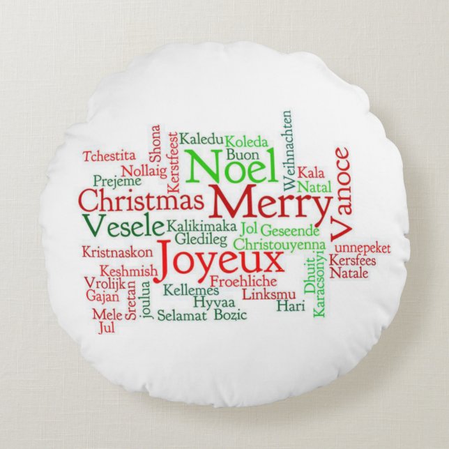 Coussins Ronds Noël Coussin, Joyeux Noël (Devant)