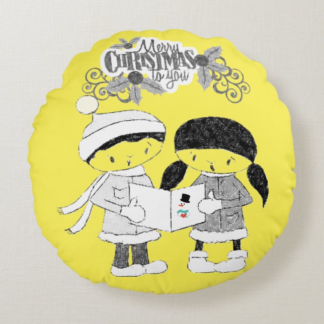 Coussins Ronds Noël Coussin, Joyeux Noël (Devant)