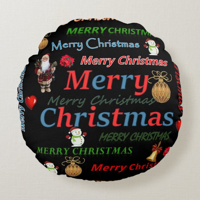 Coussins Ronds Noël Coussin, Joyeux Noël (Devant)