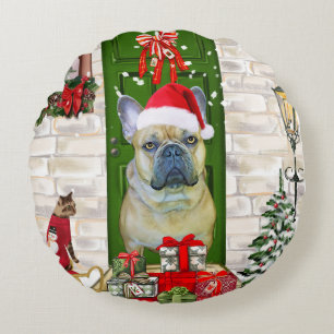Coussins Ronds Noël des Bulldog français
