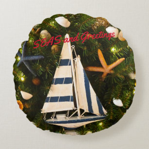Coussins Ronds Noël des "SAAS et salutations" de la côte tropic