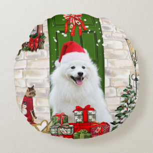Coussins Ronds Noël du Chien de Spitz