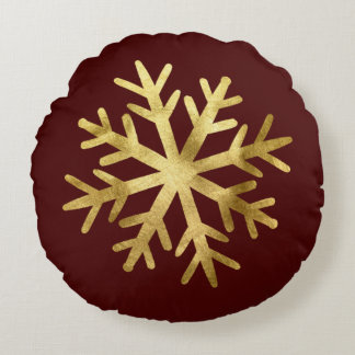 Coussins Ronds Noël Flocon de Neige Doré