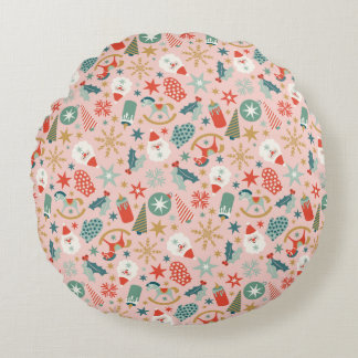 Coussins Ronds Noël Retro Pastel