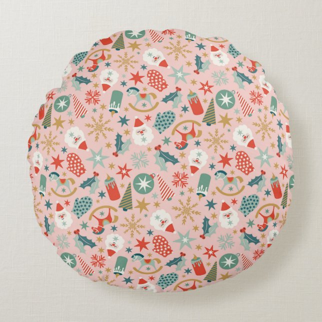 Coussins Ronds Noël Retro Pastel (Devant)