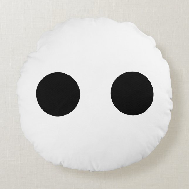 Coussins Ronds Noir Blanc Funny Mignonne Visage Yeux Cool élégant (Devant)