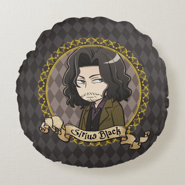 Coussins Ronds Noir de Sirius d'Anime (Devant)