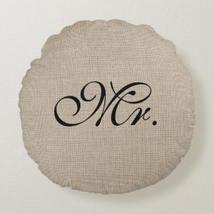 Coussins Ronds Noir M. Burlap Oreiller rond