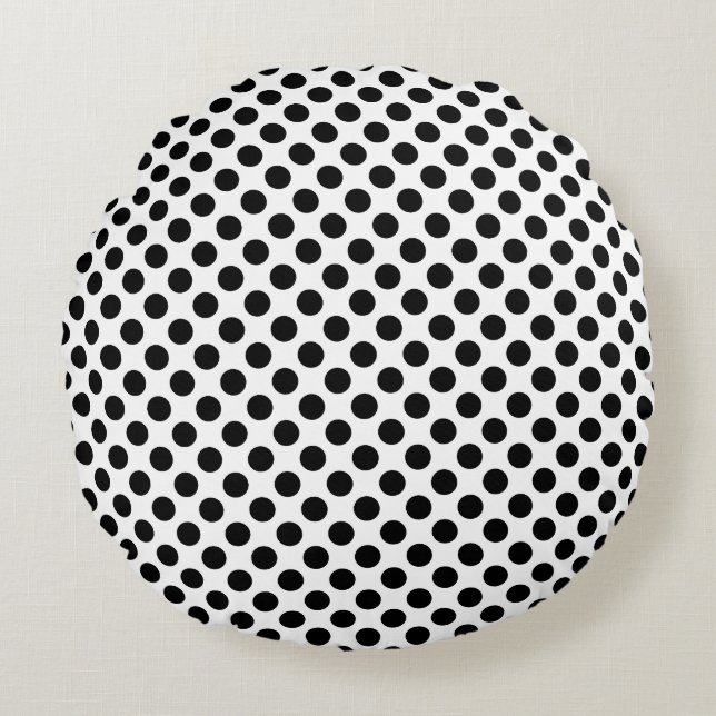 Coussins Ronds Noir sur blanc Pois de taille moyenne (Devant)