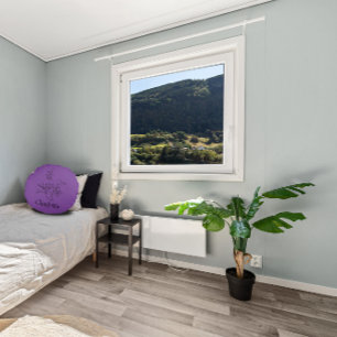 Coussins Ronds Nom élégant ligne botanique lavande noire