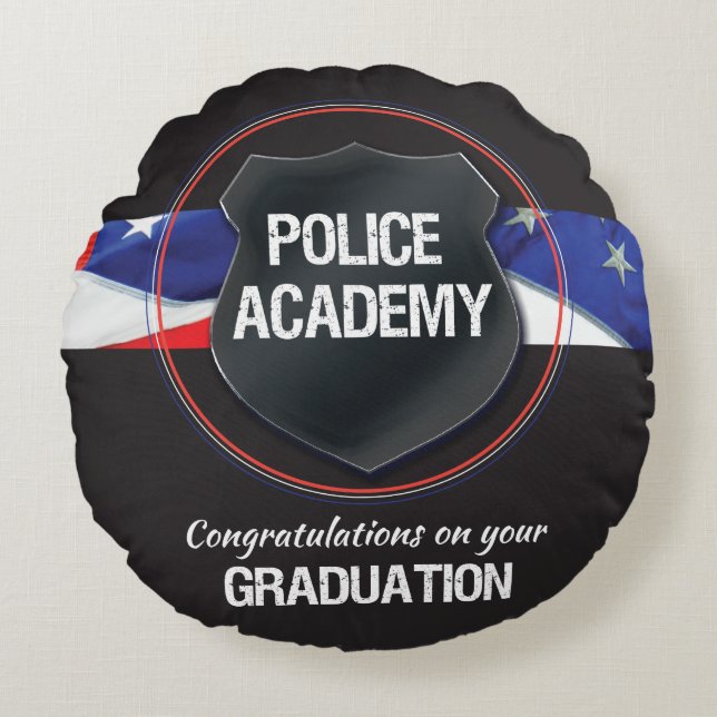 Coussins Ronds Nom personnalisé, diplôme de l'académie de police (Devant)