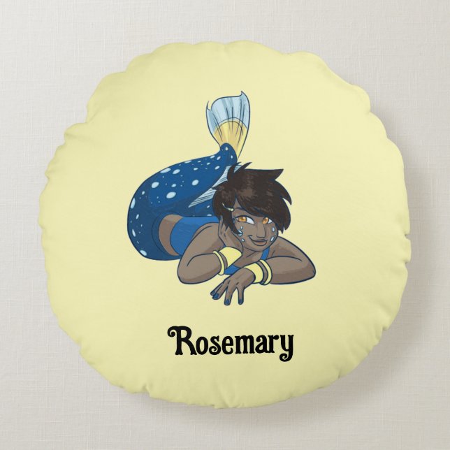 Coussins Ronds Nom personnalisé Lady mermaid (Devant)