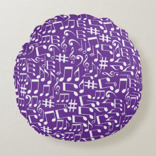 Coussins Ronds Notes de musique blanches dansantes Amoureux de mu