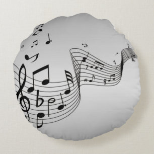 Coussins Ronds Notes de musique sur argent