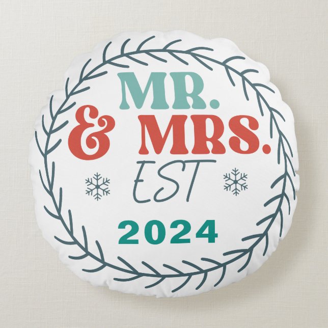 Coussins Ronds notre premier Noël en tant que M. et Mme (Devant)