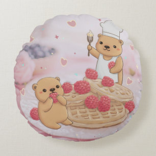 Coussins Ronds Nounours et gaufres