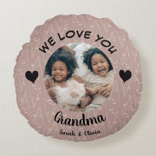 Coussins Ronds Nous vous aimons Mamie personnalisée photo & texte