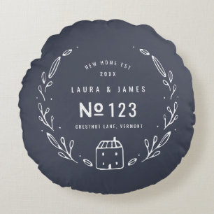 Coussins Ronds Nouvelle maison dessin floral dessiné à la main