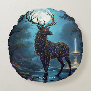 Coussins Ronds Nuit de cerf de lune mignonne fantastique