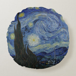 Coussins Ronds Nuit étoilée, peinture à l'huile, Vincent Van Gogh