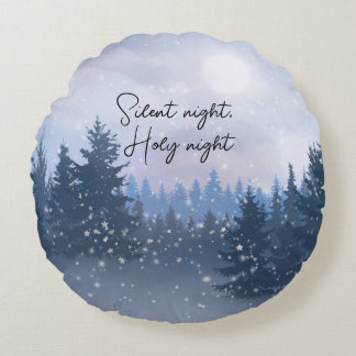 Coussins Ronds Nuit silencieuse Saint-Nuit Magique Hiver Illustra