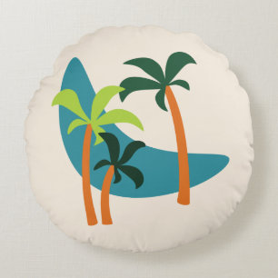 Coussins Ronds Oasis moderne de palmiers du milieu du siècle