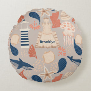 Coussins Ronds Ocean Adventure - Baleines, méduses et phares