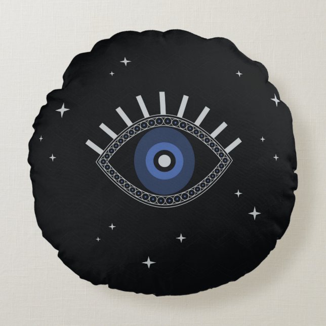 Coussins Ronds Oeil bleu bonne chance symbole (Devant)