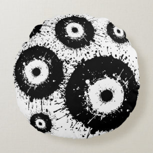 Coussins Ronds Oeil mal noir et blanc