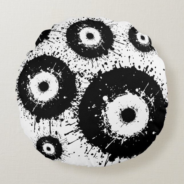 Coussins Ronds Oeil mal noir et blanc (Devant)