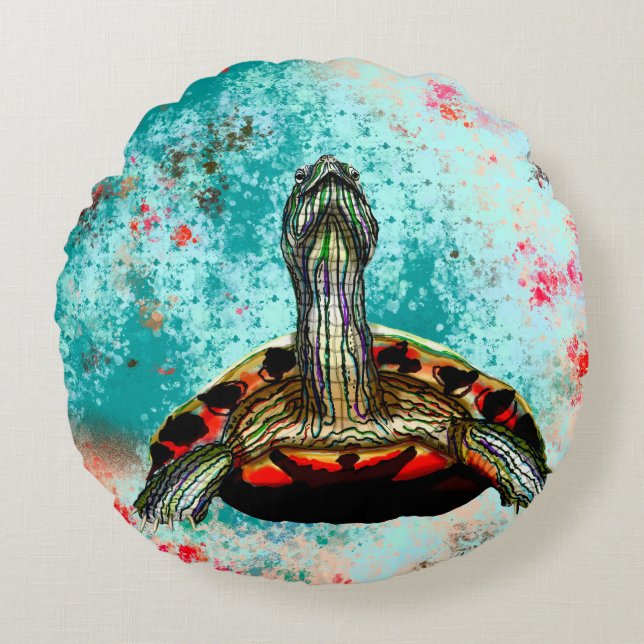 Coussins Ronds Oeuvre Abstraite de tortue (Devant)