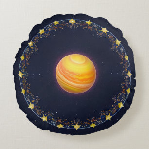 Coussins Ronds Œuvre d'art cosmique vibrante