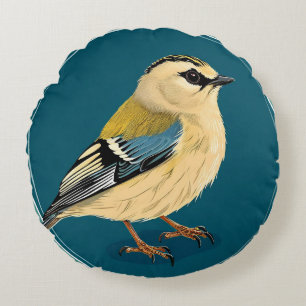 Coussins Ronds Oiseau encadré par des fleurs vibrantes