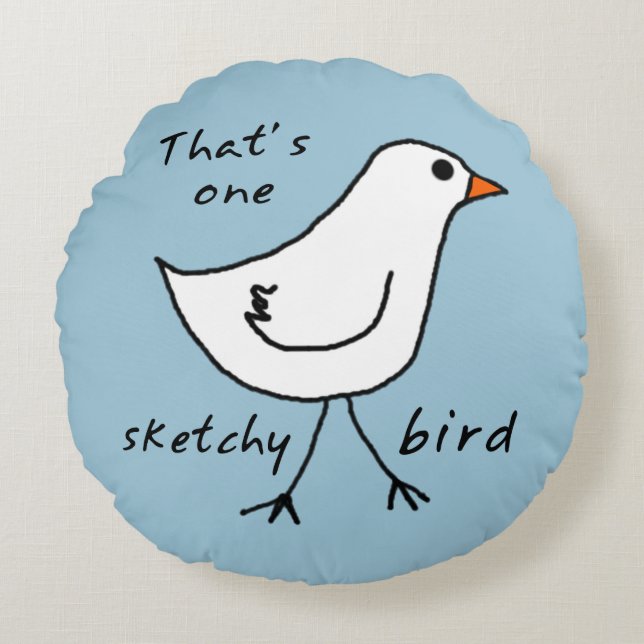 Coussins Ronds Oiseau Sketchy Jeter Oreiller (Devant)