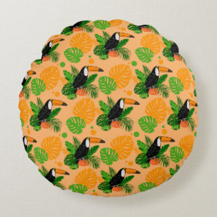 Coussins Ronds Oiseau tropical Toucan Motif sans couture
