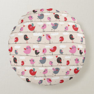 Coussins Ronds Oiseaux dans l'amour