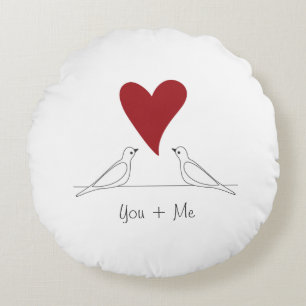 Coussins Ronds Oiseaux modernes blancs personnalisés en amour Coe