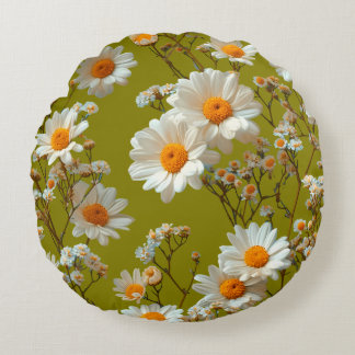 Coussins Ronds Olive Garden Daisy Dream Round Throw Pillow