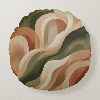 Coussins Ronds Olive Green Terracotta Abstract Round Throw Pillow