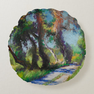 Coussins Ronds Olive Trees by the Sea – Mediterranean Pastel